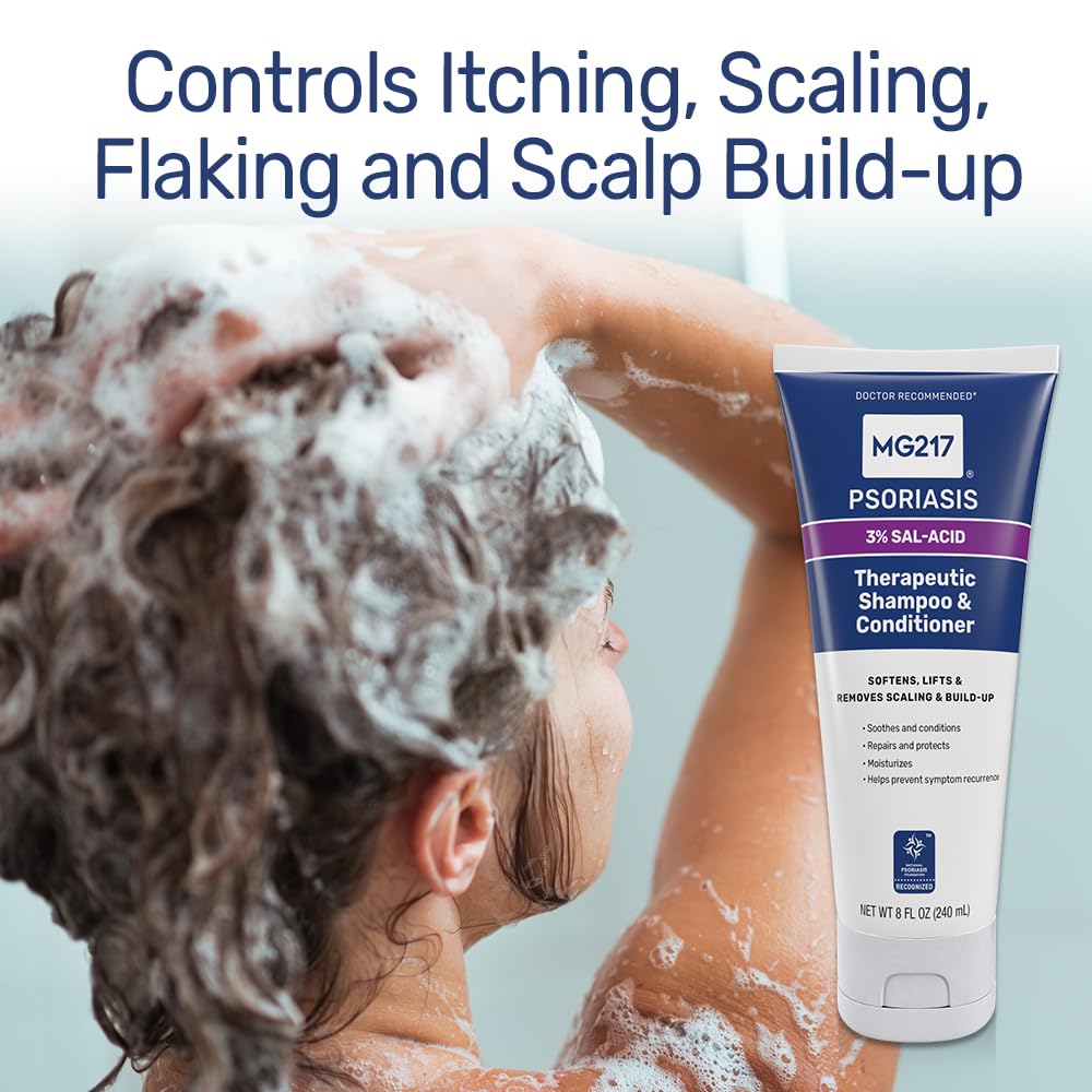 MG217 Psoriasis Shampoo and Conditioner with Salicylic Acid, Therapeutic Scalp Treatment, Softens, Lifts, Removes Scaling, Psoriasis Scalp Treatment, Salicylic Acid Shampoo and Conditioner, 8floz Tube